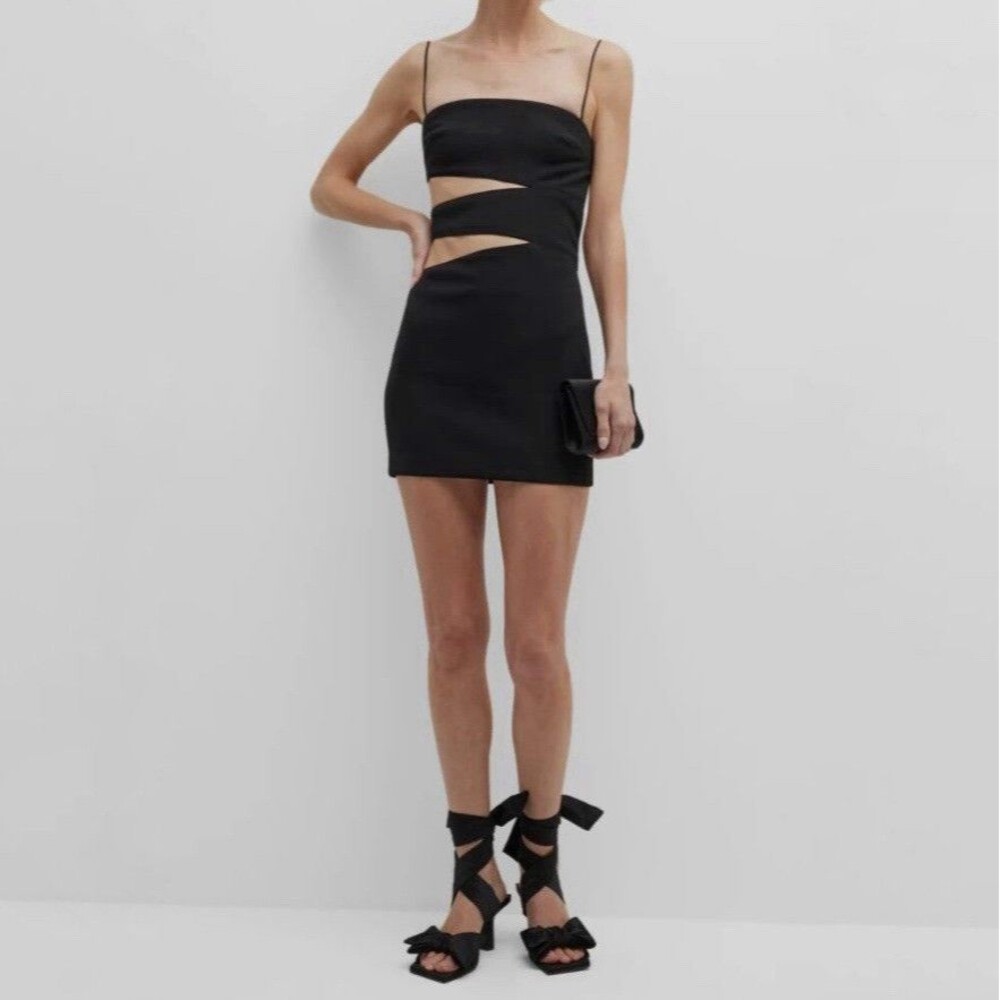 NWT Misha Women's Black Lucia Cut-Out Sleeveless Mini Dress Size 8 $298